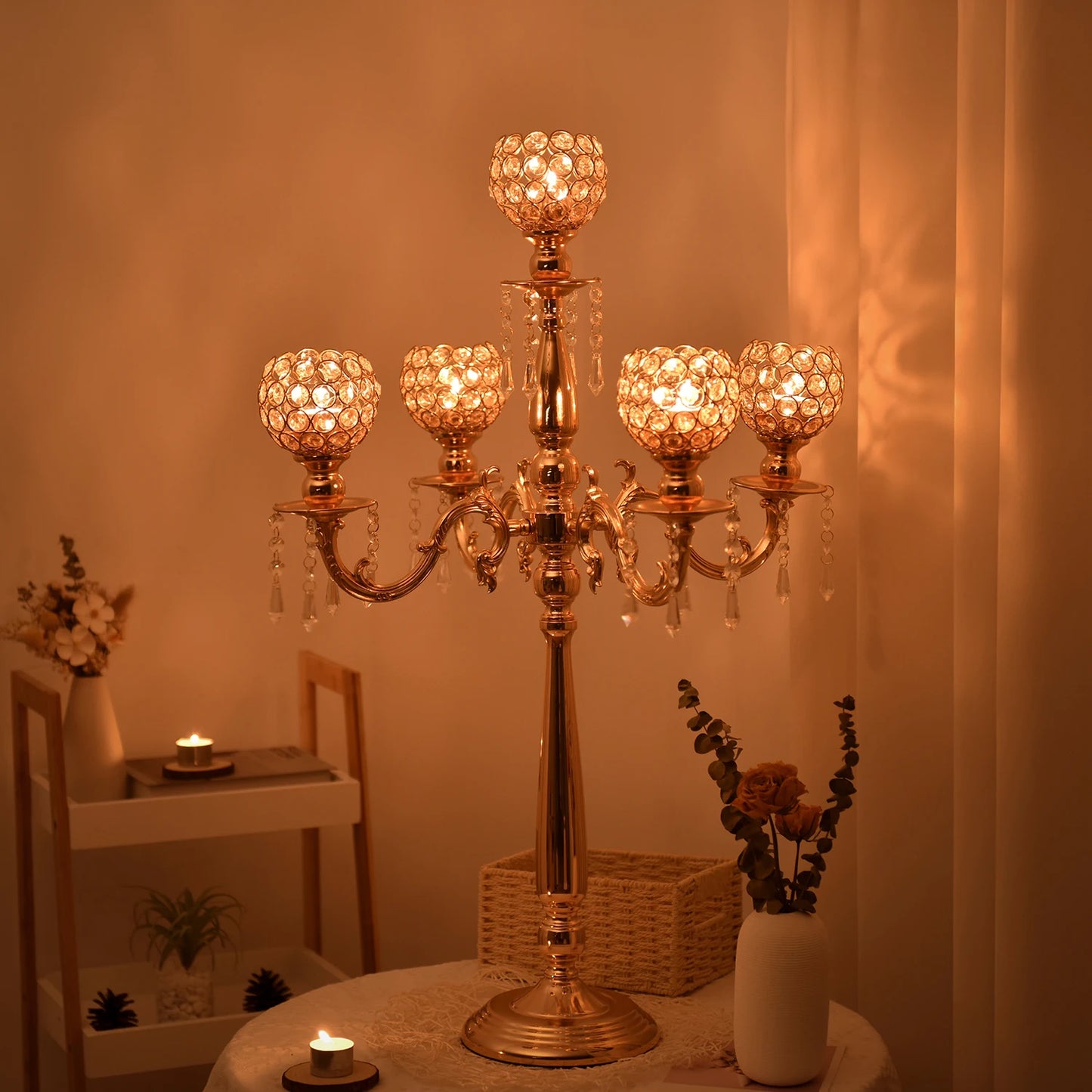 Gold Crystal Candle Holders Candlestick