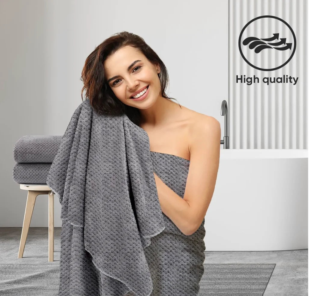 Bath Towel Set Pack of 2, (27 x 54 Inches) Microfiber Ultra Soft Highly Absorbent