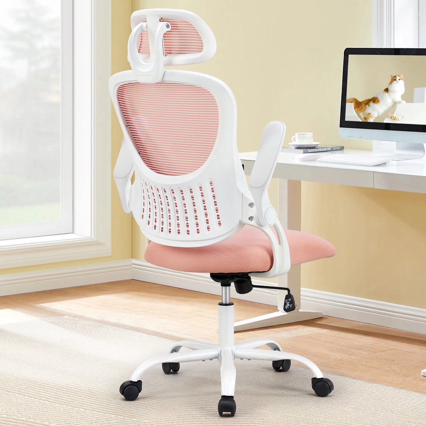 Mesh Ergonomic Office Computer Desk Chair with Flip-up Arms & Adjustable Headrests