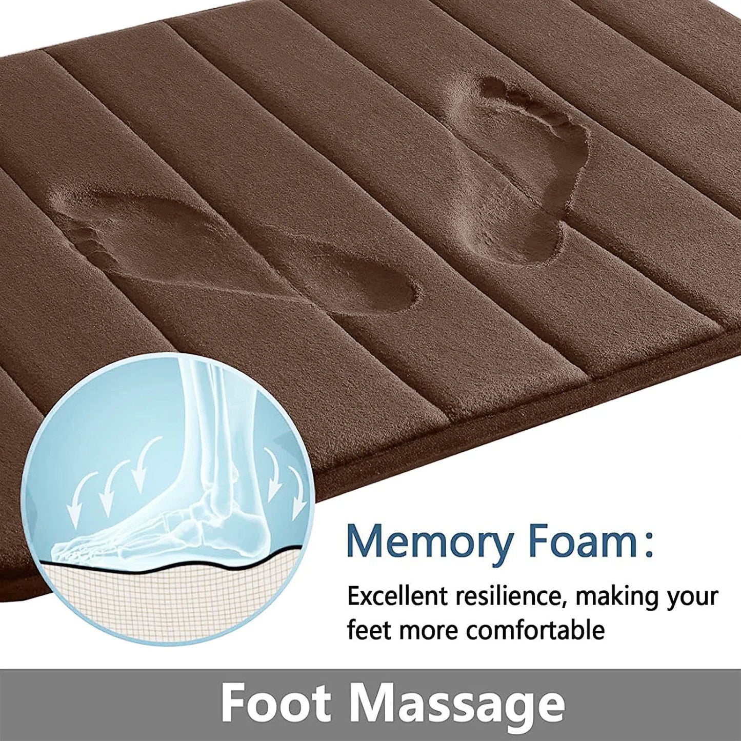 Super Absorbent Bath Mat Memory Foam Carpet Non-slip