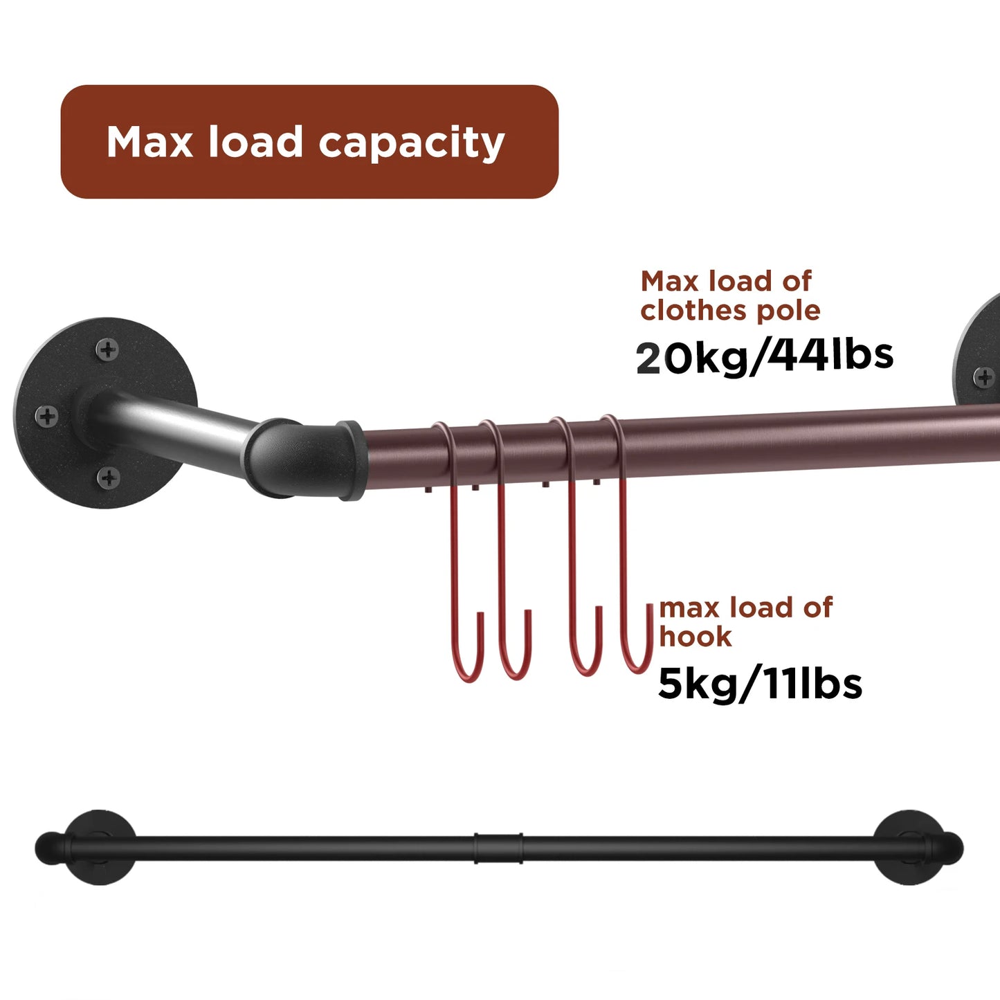 Pack Of 2 Industrial Pipe Clothing Rack