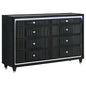 Ravenne 8-drawer Velvet Upholstered LED Dresser Cabinet Black