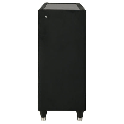 Ravenne 8-drawer Velvet Upholstered LED Dresser Cabinet Black