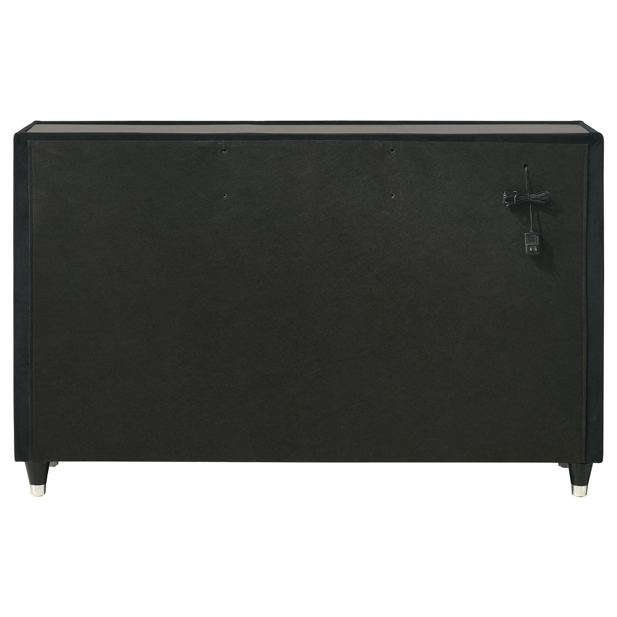Ravenne 8-drawer Velvet Upholstered LED Dresser Cabinet Black