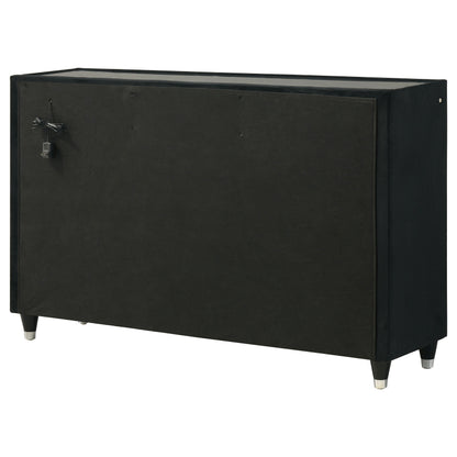 Ravenne 8-drawer Velvet Upholstered LED Dresser Cabinet Black