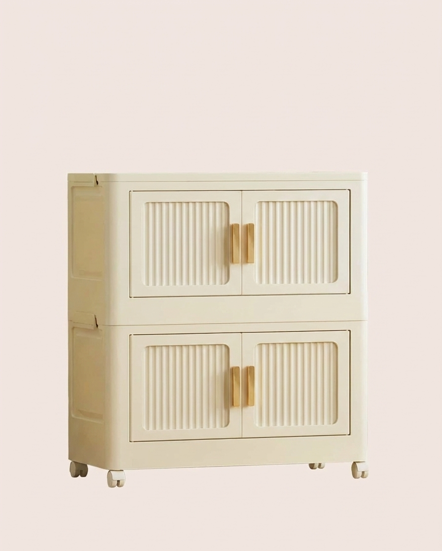 2-6 Layer Foldable Rolling Storage Bin Cabinet | Large Capacity Closet Organizer
