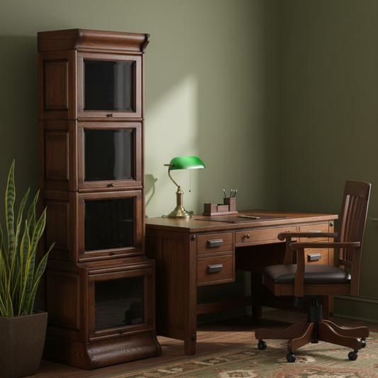 Mission Narrow Barrister Bookcase - Beveled Glass