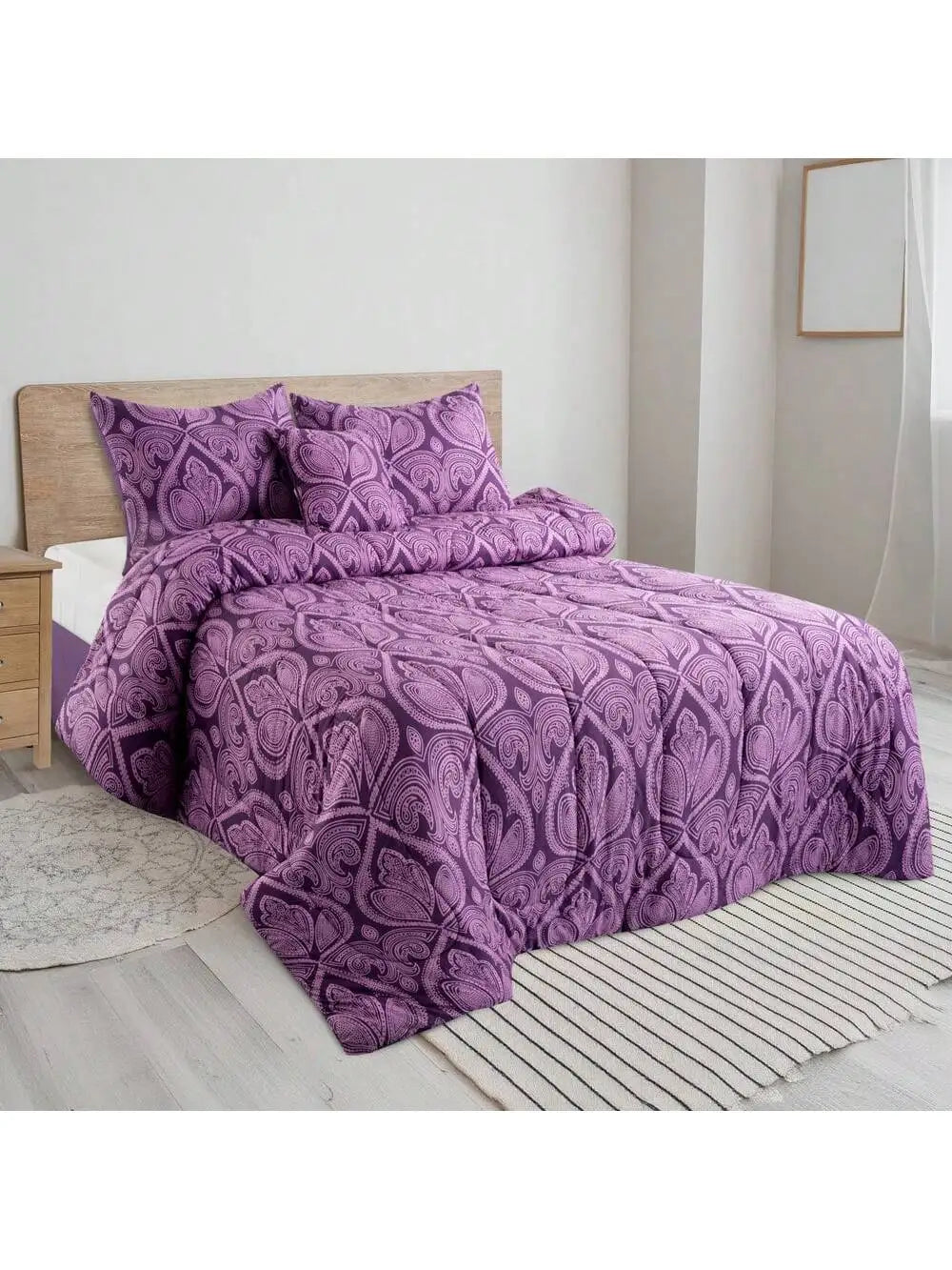 LUX Décor Reversible 5pc Comforter Set, Microfiber Bed in a Bag, Includes 1 Comforter, 2 Pillow Shams