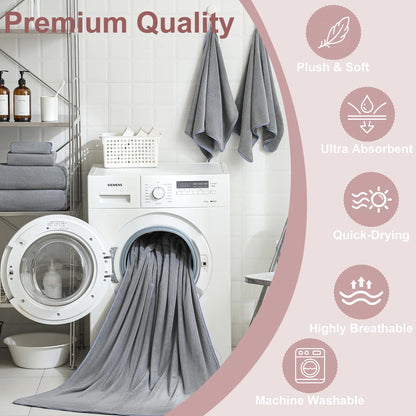 8Pcs Oversized Bath Towel Set 35"×70" Highly Absorbent & Quick-Dry