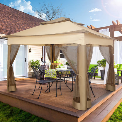 11x11ft Pop Up Gazebo Pavilion With Mosquito Netting