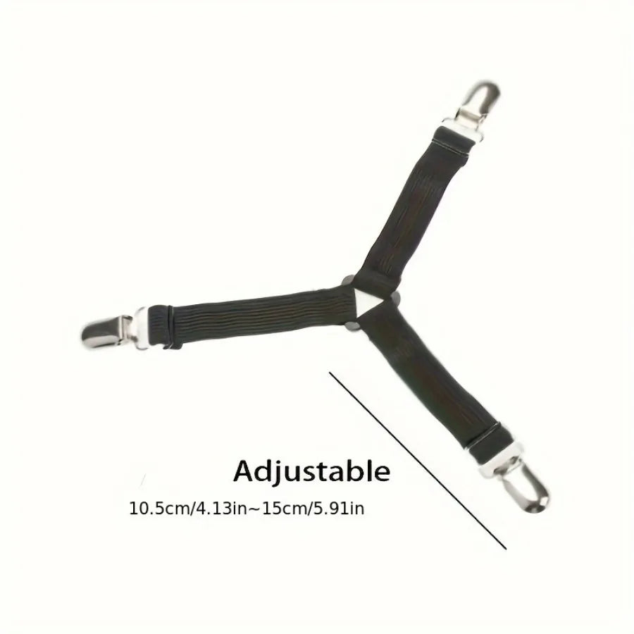 4 Piece Black Anti Slip Triangular strap for bed or table