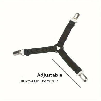 4 Piece Black Anti Slip Triangular strap for bed or table