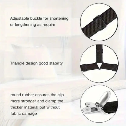 4 Piece Black Anti Slip Triangular strap for bed or table