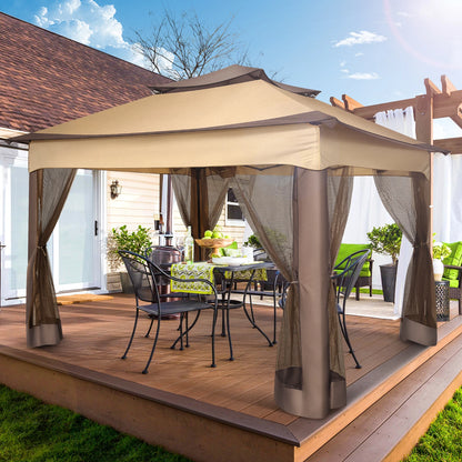 11x11ft Pop Up Gazebo Pavilion With Mosquito Netting