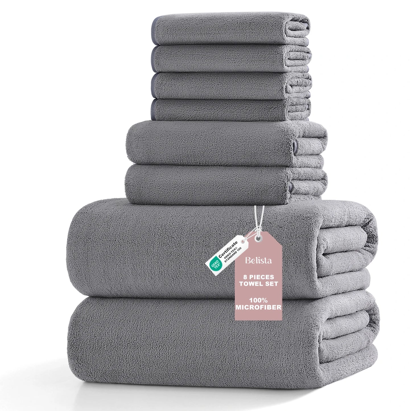 8Pcs Oversized Bath Towel Set 35"×70" Highly Absorbent & Quick-Dry