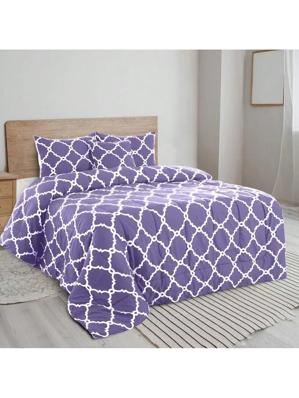 LUX Décor Reversible 5pc Comforter Set, Microfiber Bed in a Bag, Includes 1 Comforter, 2 Pillow Shams