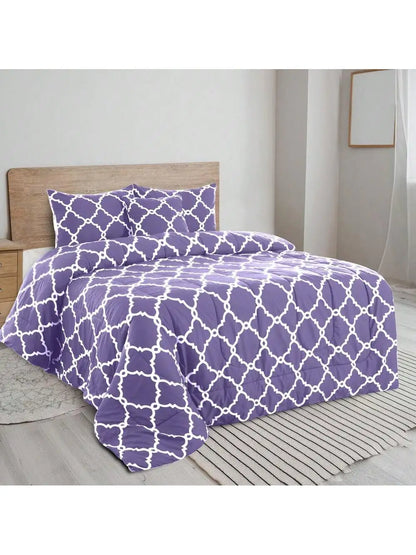 LUX Décor Reversible 5pc Comforter Set, Microfiber Bed in a Bag, Includes 1 Comforter, 2 Pillow Shams