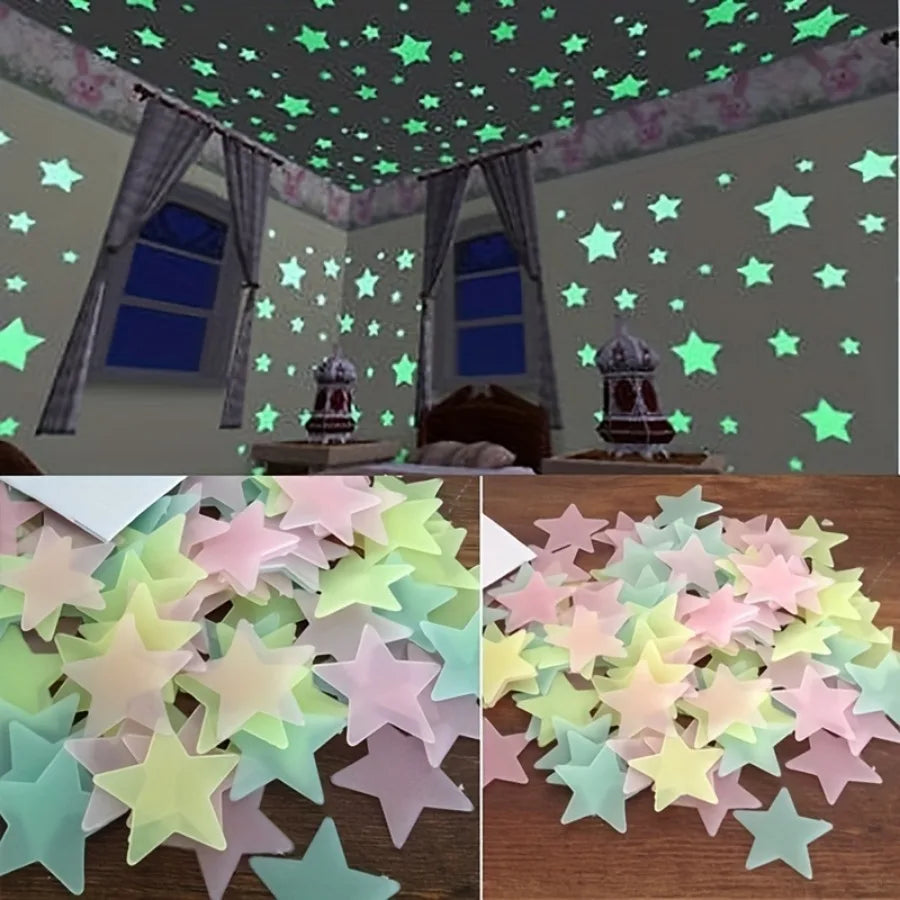 200 Piece Luminous Star Wall Sticker, Easy To Tear and Stick