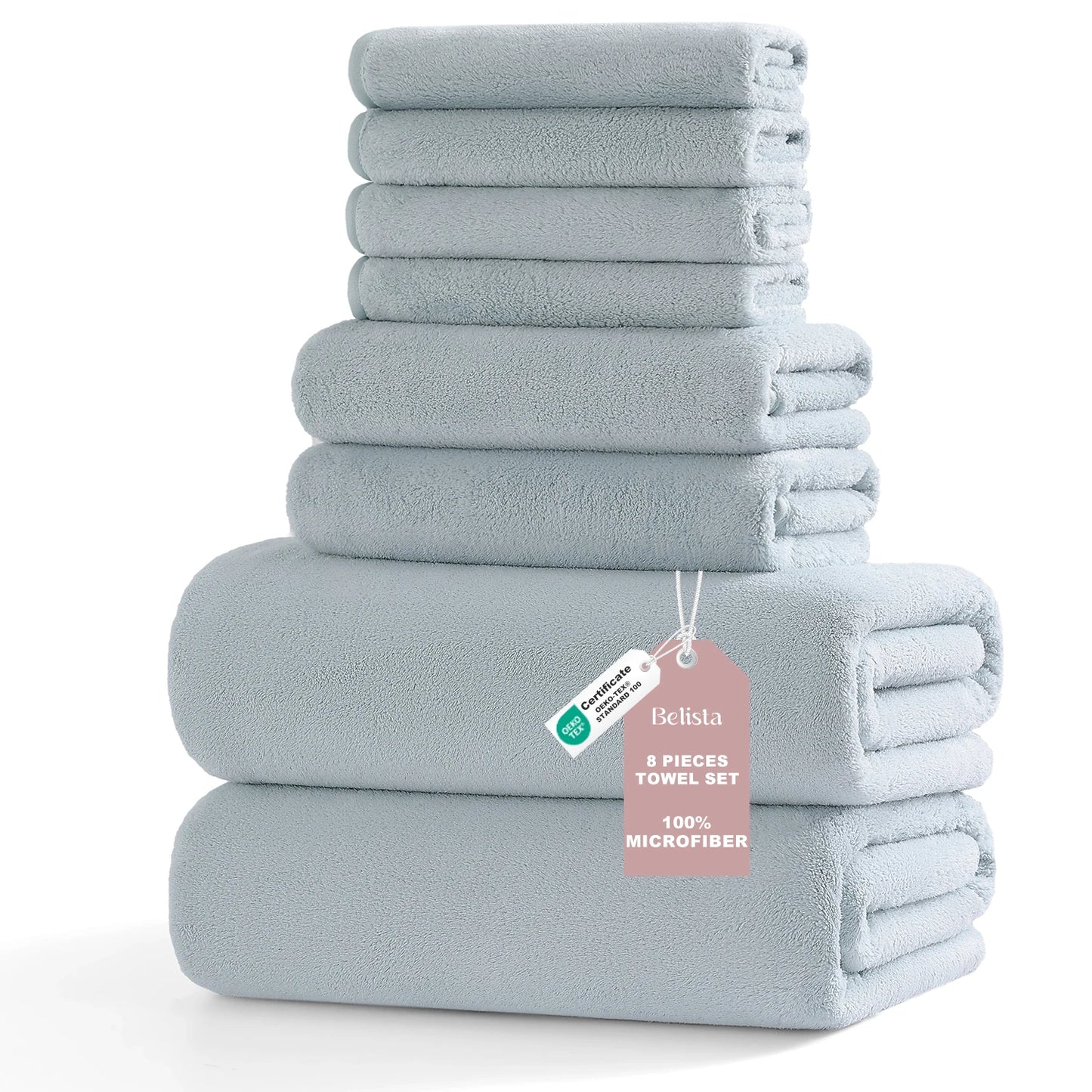 8Pcs Oversized Bath Towel Set 35"×70" Highly Absorbent & Quick-Dry