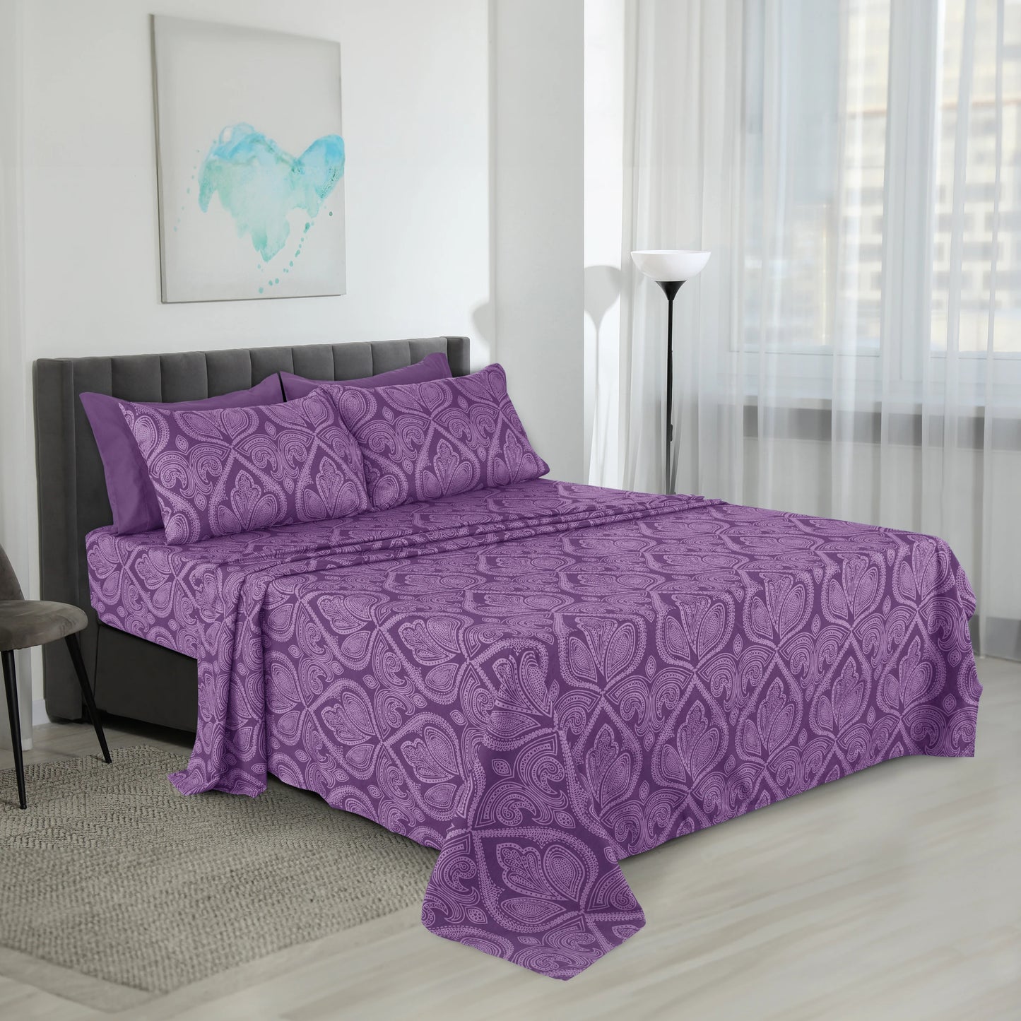 Lux Decor 6Pc Paisley Sheet Set – Soft Microfiber, Wrinkle-Free
