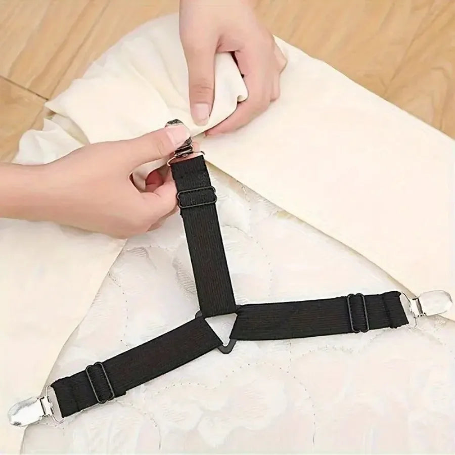 4 Piece Black Anti Slip Triangular strap for bed or table