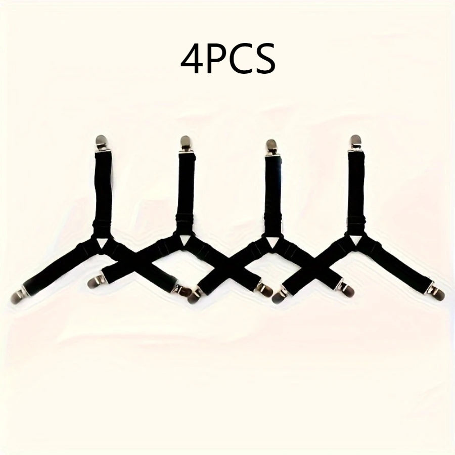 4 Piece Black Anti Slip Triangular strap for bed or table