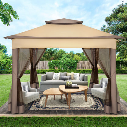 11x11ft Pop Up Gazebo Pavilion With Mosquito Netting