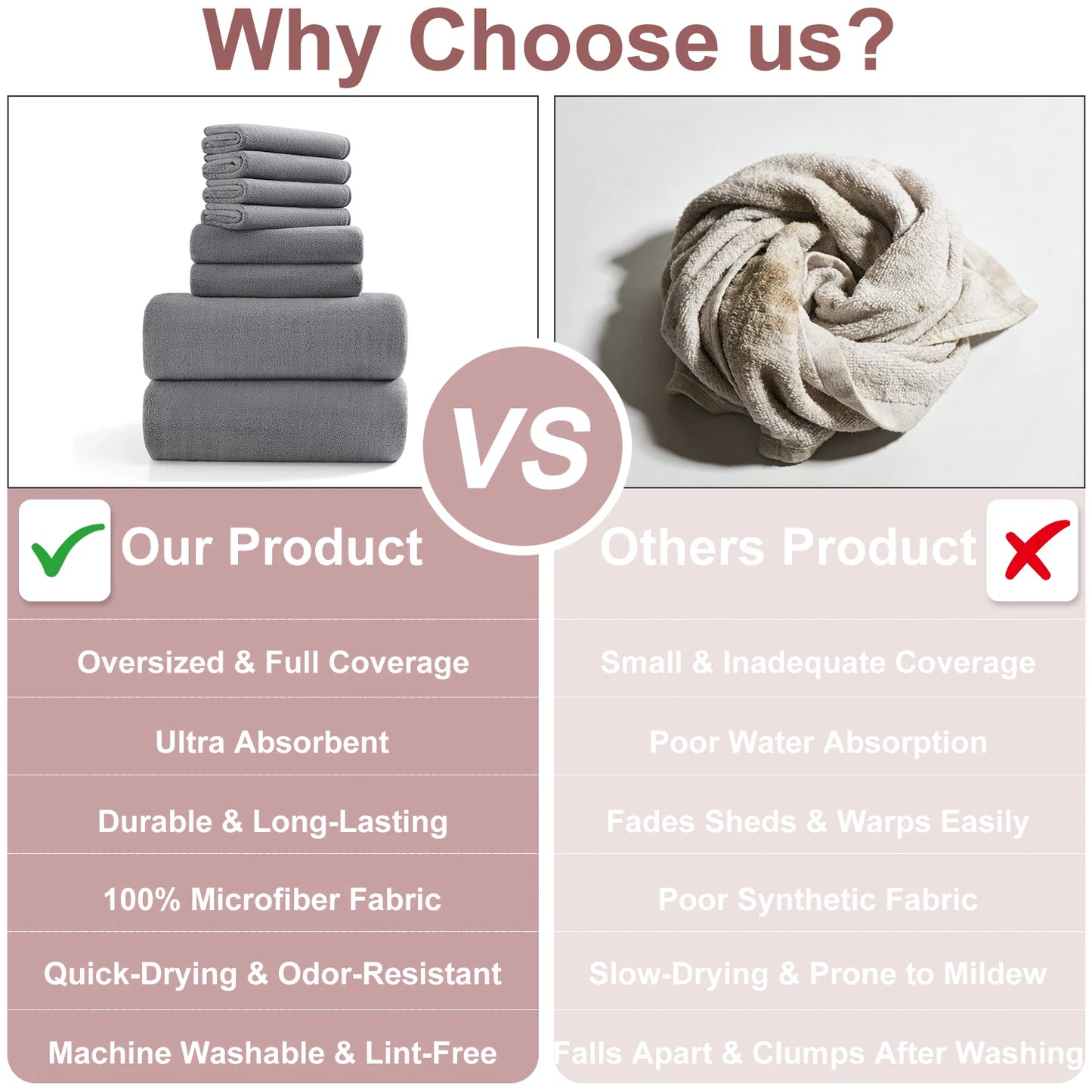 8Pcs Oversized Bath Towel Set 35"×70" Highly Absorbent & Quick-Dry