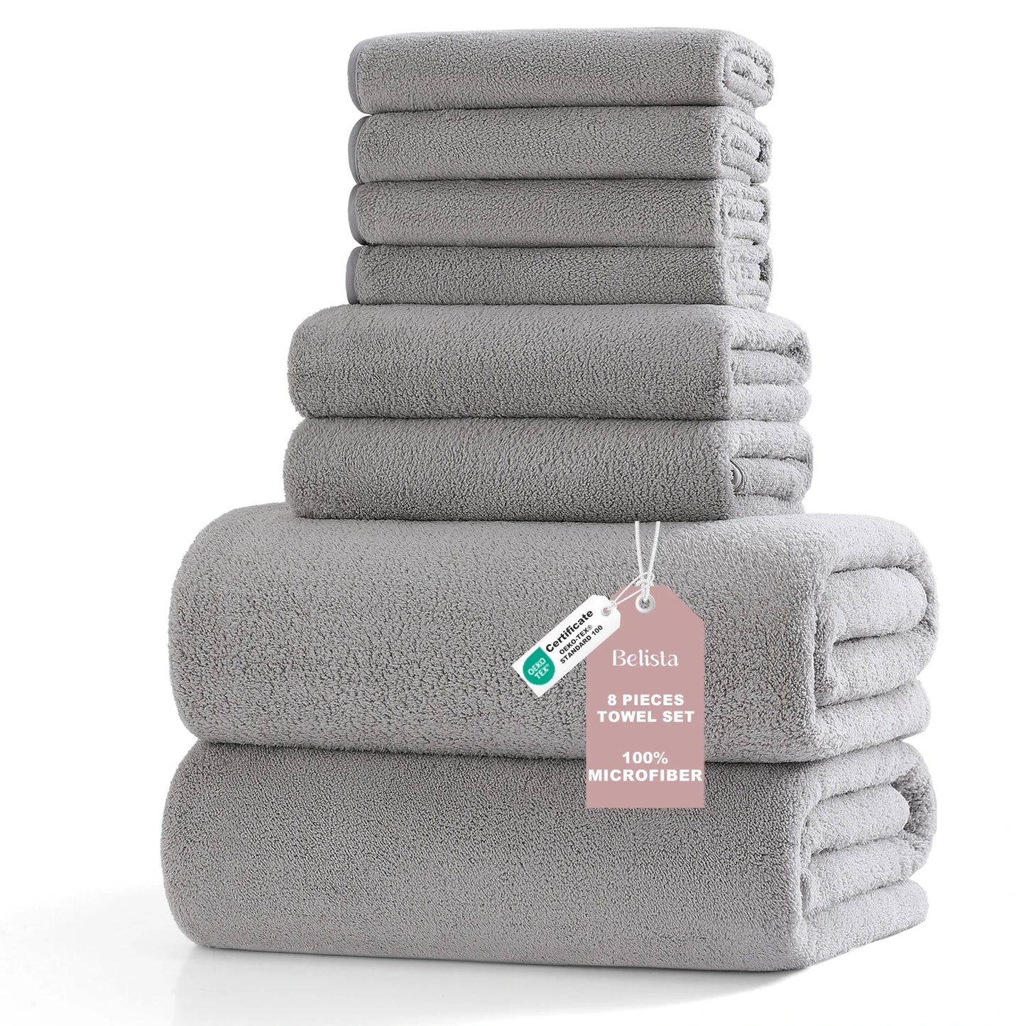 8Pcs Oversized Bath Towel Set 35"×70" Highly Absorbent & Quick-Dry