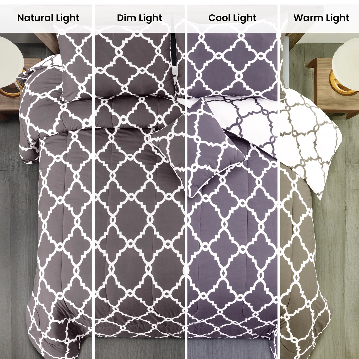 LUX Décor Reversible 5pc Comforter Set, Microfiber Bed in a Bag, Includes 1 Comforter, 2 Pillow Shams