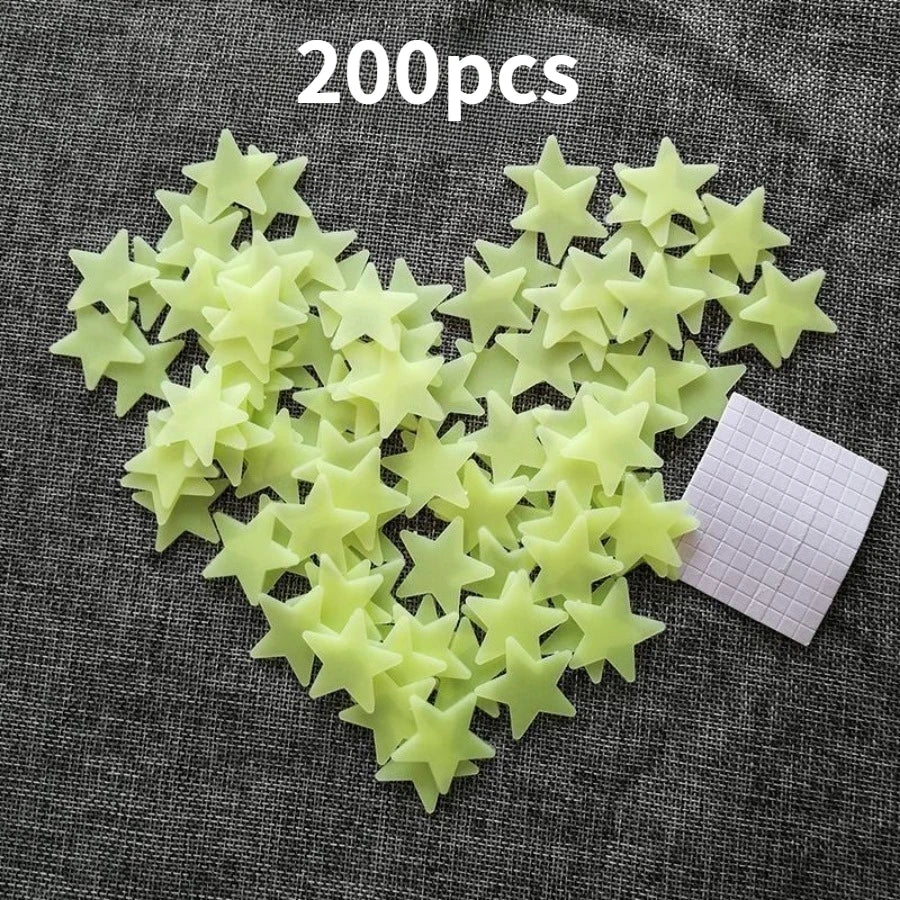 200 Piece Luminous Star Wall Sticker, Easy To Tear and Stick