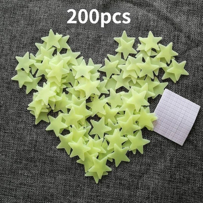 200 Piece Luminous Star Wall Sticker, Easy To Tear and Stick