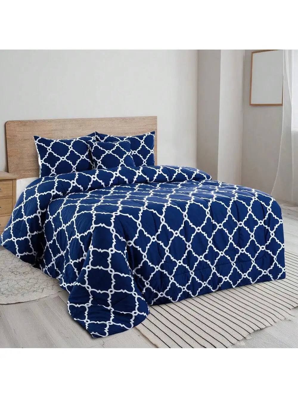 LUX Décor Reversible 5pc Comforter Set, Microfiber Bed in a Bag, Includes 1 Comforter, 2 Pillow Shams