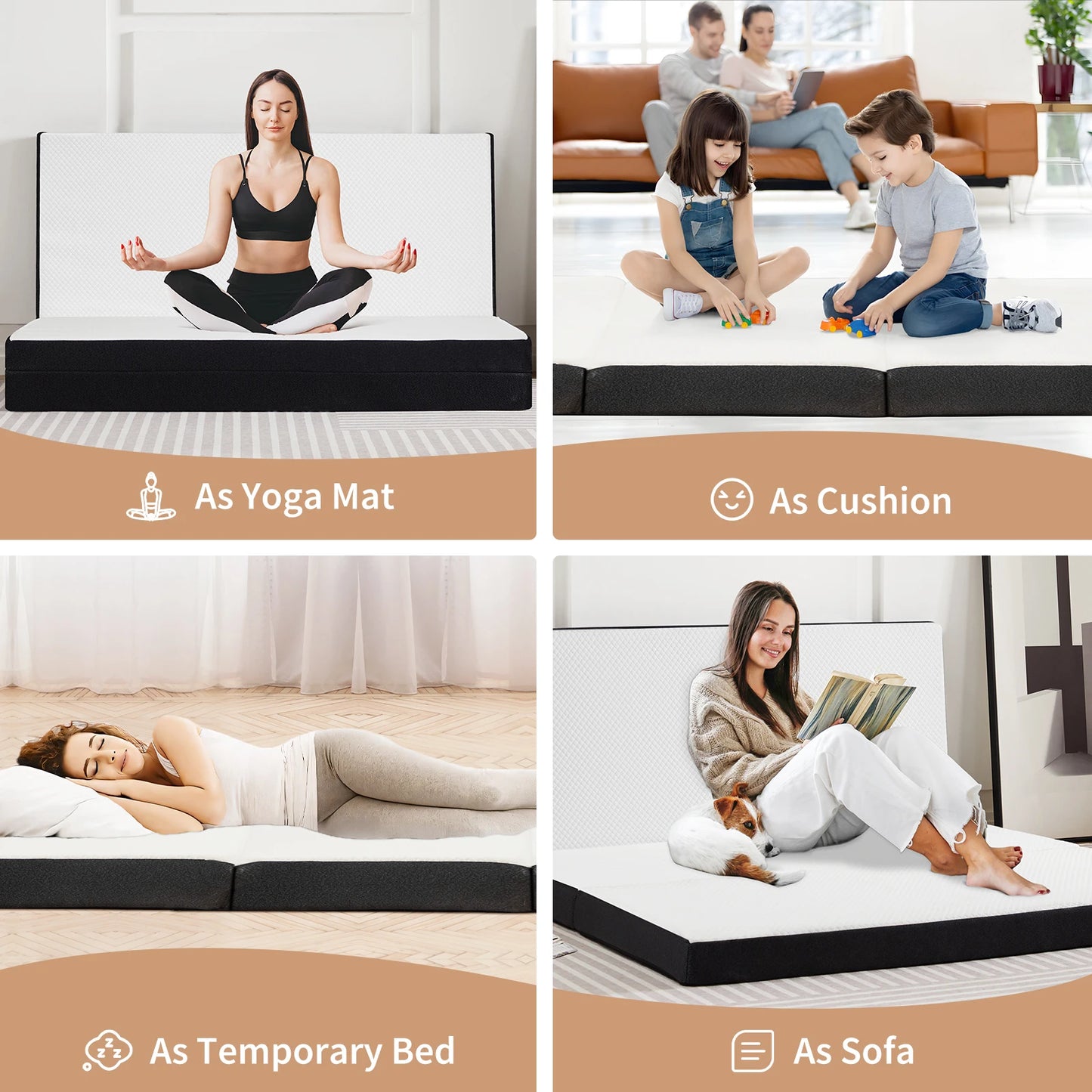 Tri-Fold Memory Foam Mattress with Collapsible and Washable Cover