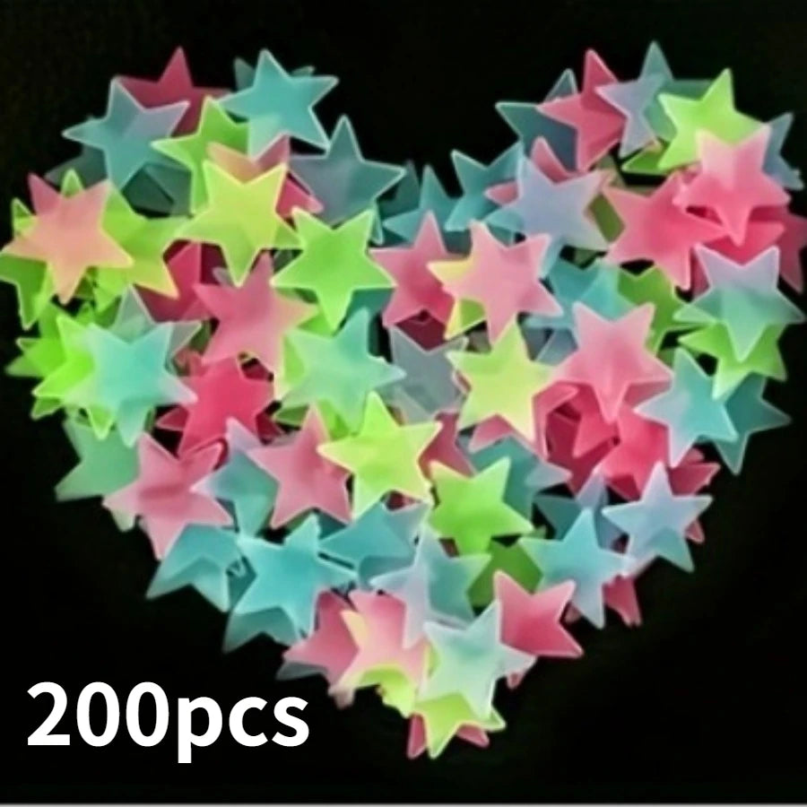 200 Piece Luminous Star Wall Sticker, Easy To Tear and Stick