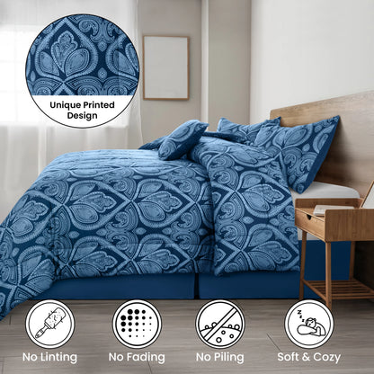 LUX Décor Reversible 5pc Comforter Set, Microfiber Bed in a Bag, Includes 1 Comforter, 2 Pillow Shams