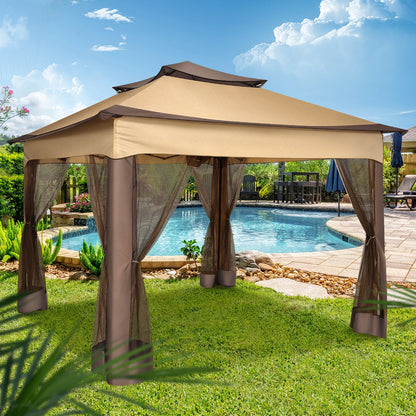 11x11ft Pop Up Gazebo Pavilion With Mosquito Netting
