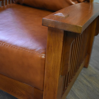 Craftsman-Mission Leather-Oak Morris Arm Chair-Russet Brown-RB-2