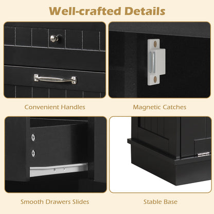 Kitchen Tilt Out Trash Cabinet with 2 Drawers and Adjustable Shelf