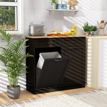 Kitchen Tilt Out Trash Cabinet with 2 Drawers and Adjustable Shelf
