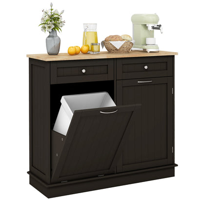 Kitchen Tilt Out Trash Cabinet with 2 Drawers and Adjustable Shelf