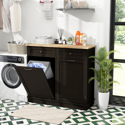 Kitchen Tilt Out Trash Cabinet with 2 Drawers and Adjustable Shelf