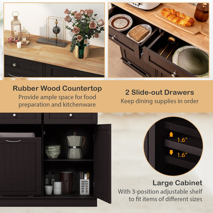 Kitchen Tilt Out Trash Cabinet with 2 Drawers and Adjustable Shelf