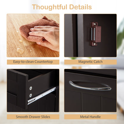 Kitchen Tilt Out Trash Cabinet with 2 Drawers and Adjustable Shelf