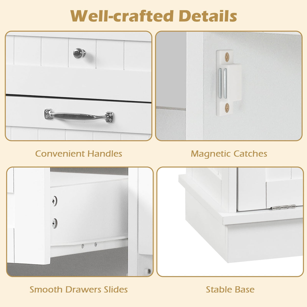 Kitchen Tilt Out Trash Cabinet with 2 Drawers and Adjustable Shelf