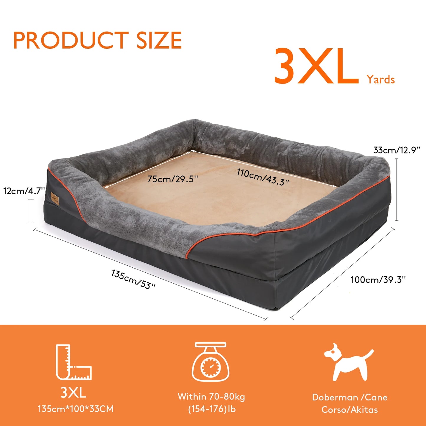 Large Dog Bed Removable Washable Waterproof Cover