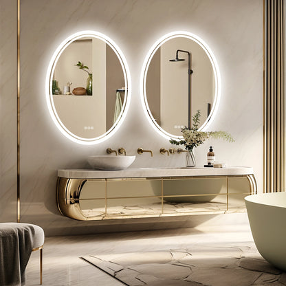 LED Bathroom Mirror Backlit Round Vanity Mirror Anti-Fog Dimmable Makeup Mirror
