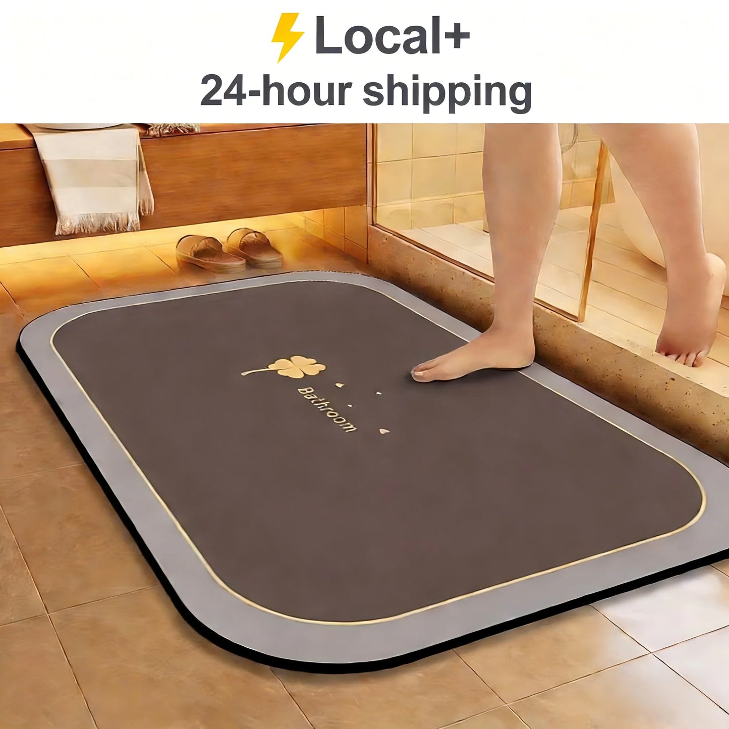 1pc Diatomite Bath Mat Quick Dry Super Absorbent Non-slip