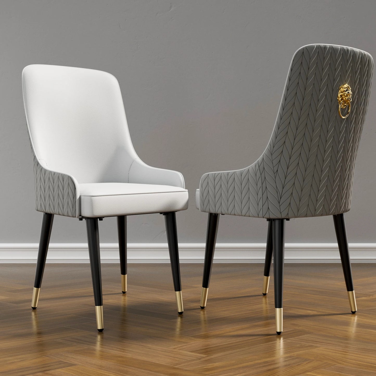 Modern Leather Set of 2 Dining Chairs
