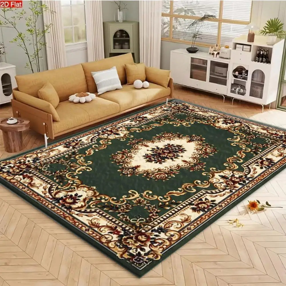 Green Traditional Persian Medallion Area Rug